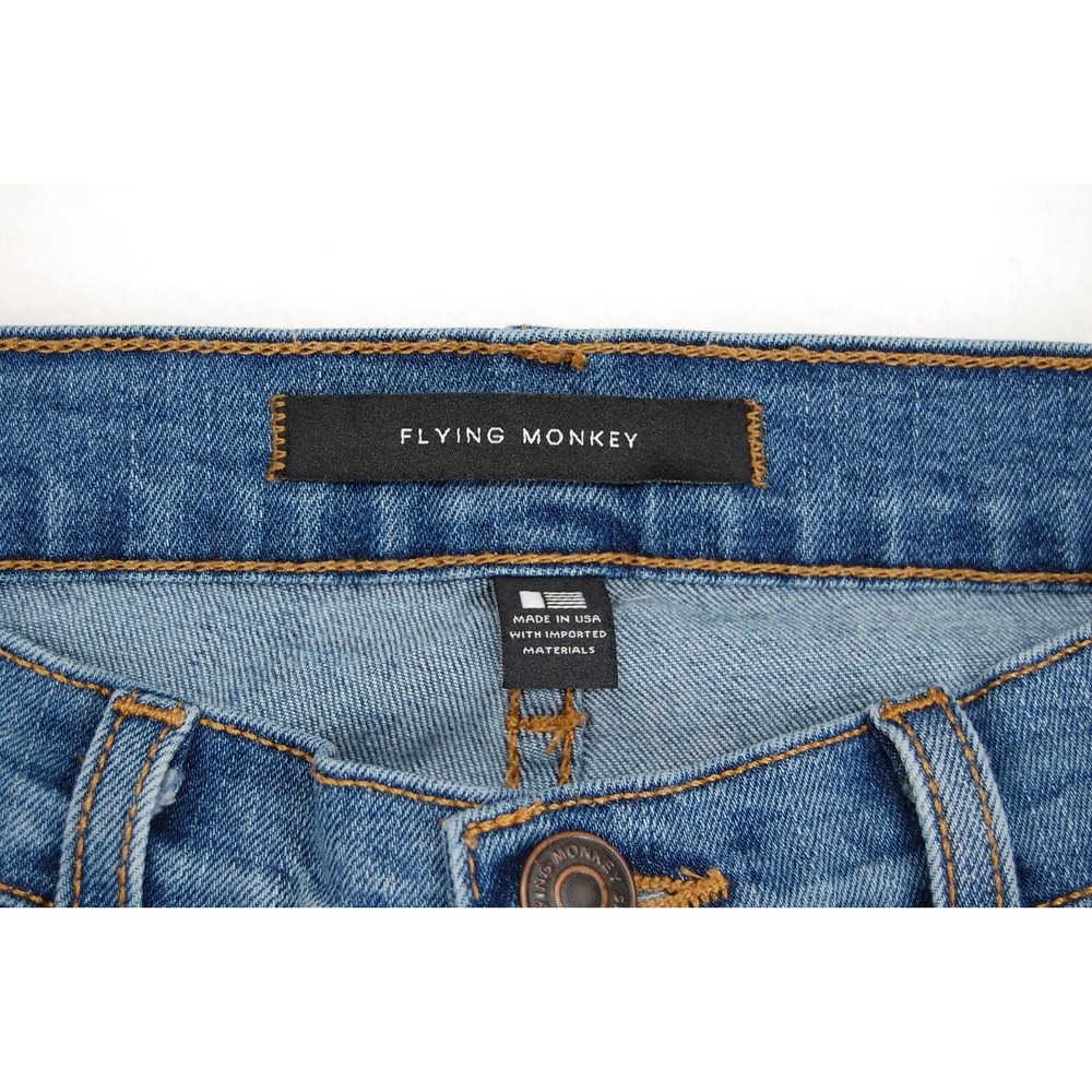 Flying Monkey Jeans Womens 27 Blue Mid Rise Ankle Skinny Distressed‎ Stretch - Picture 6 of 15